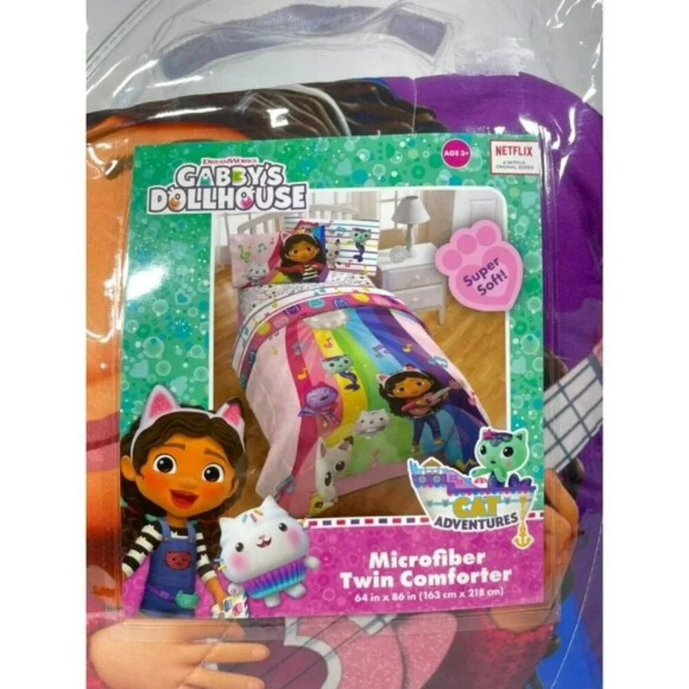 Gabby's Dollhouse Microfiber Twin Reversible Kids Comforter 86